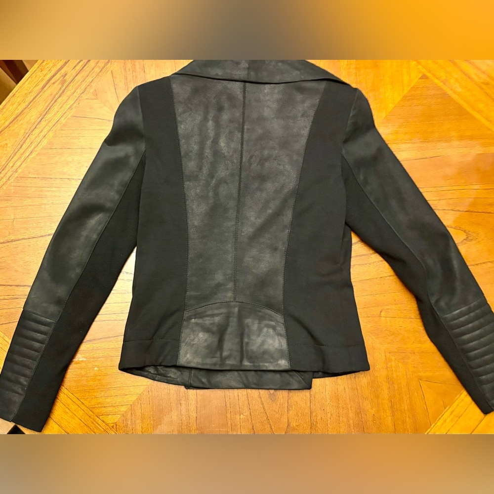 All Saints Black Leather Jacket with Silver Accents - Picture 4 of 4